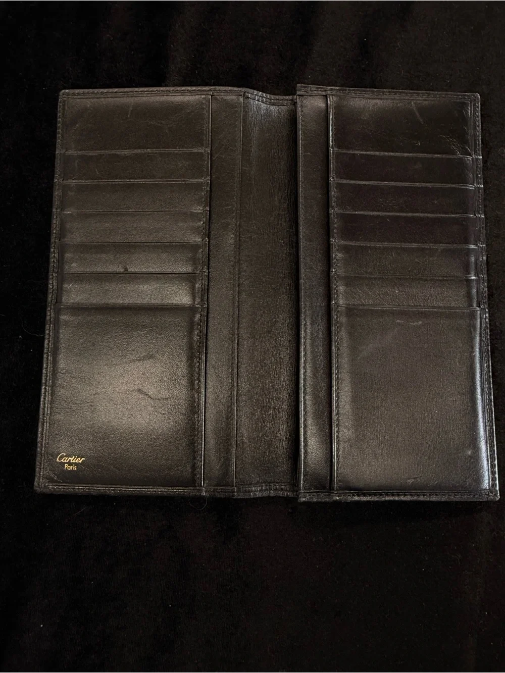Cartier Black Leather Long Card & Key Holder with Gold Logo
